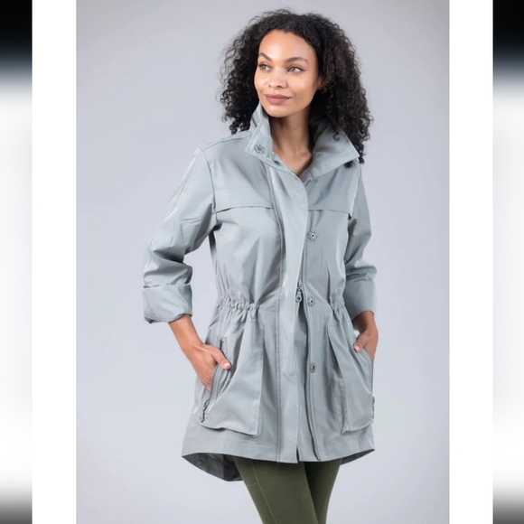 My Anorak Fillmore Cinchable Taupe Stone Grey Rain Jacket M Medium - Picture 1 of 9